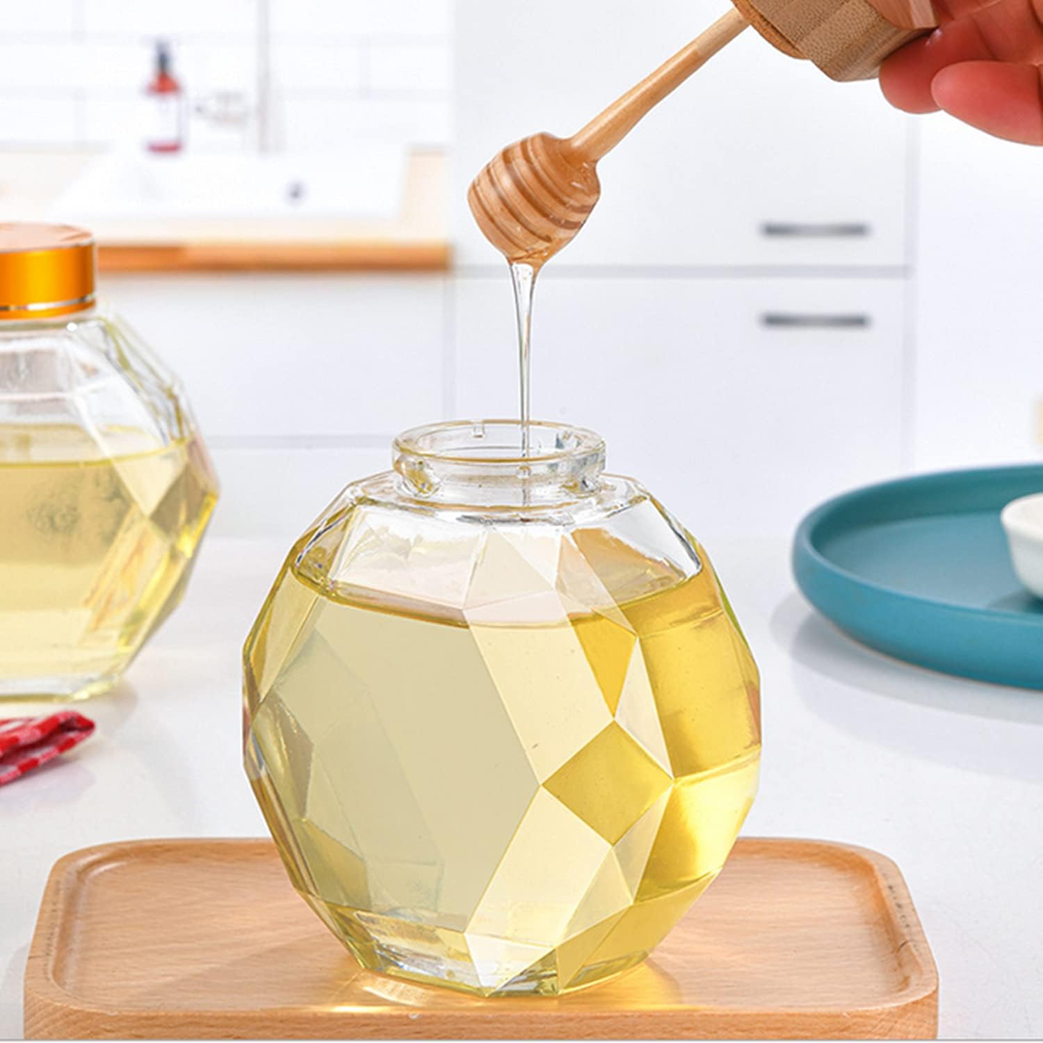 Glass Honey Pot used for storing honey