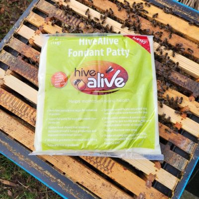Hive Alive fondant sugar patty with seaweed meal
